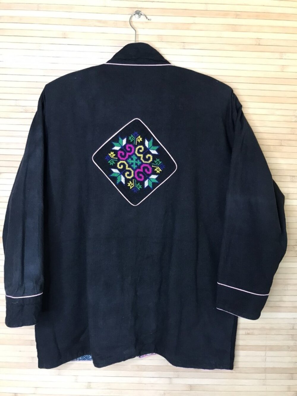 Unbranded Embroidered Reversible Jacket Multicolor Zip Front Pockets Boho Aztec - Picture 8 of 9